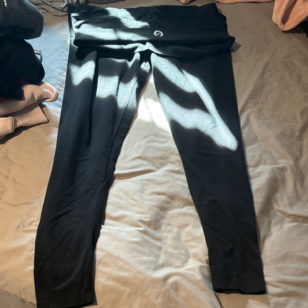PINK Victoria's Secret Black Fold Over High Waisted Leggings